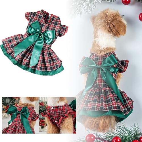 Vêtements Pour Animaux de Compagnie Weihnachten für Haustiere, klassischer Karierter Rock, süße Schleife, Weihnachtsparty-Rock, Haustierkleidung, Weihnachtskleid, Haustier-Weihnachtskleidung, (B, L) von Feizikaw