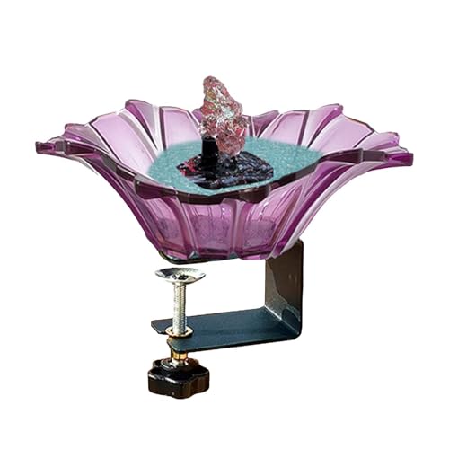 Vogelfutter Station Vogelbad zur Befestigung, Vogelbad aus Glas, Schüssel, Spa mit Verstellbarer, Stabiler Stahlklemme für die Dekoration im Garten, Terrasse oder Hof im Freien, Rot (B, 19.7cm) von Feizikaw