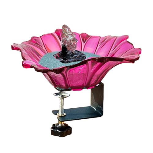 Vogelfutter Station Vogelbad zur Befestigung, Vogelbad aus Glas, Schüssel, Spa mit Verstellbarer, Stabiler Stahlklemme für die Dekoration im Garten, Terrasse oder Hof im Freien, Rot (C, 19.7cm) von Feizikaw