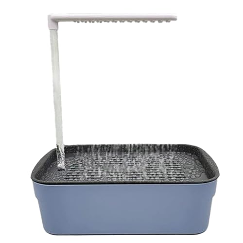 VogelfutterhäUschen Zirkulationswasserbad für Haustiere, Papageienbadewanne, Vogelbadezubehör, automatische Vogelkäfigdusche, leicht zu reinigendes Wasserzirkulationsbad (Dark Blue, 31.5x21.5x10cm) von Feizikaw