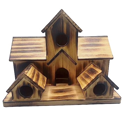 Vogelfutterhaus für draußen, Haus mit 6 Löchern, zum Aufhängen von Drosseln, Finken, großes, Nistkasten, für Hinterhof/Innenhof/Terrassendekoration (Khaki, One Size) von Feizikaw