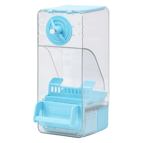 Vogelfutterspender Zum AufhäNgen Sauberer Vogelkäfig-Futterspender, automatischer Vogelfutterspender aus Kunststoff, große Kapazität, sauberer automatischer (Sky Blue, 9.5x10.5x20.5cm) von Feizikaw