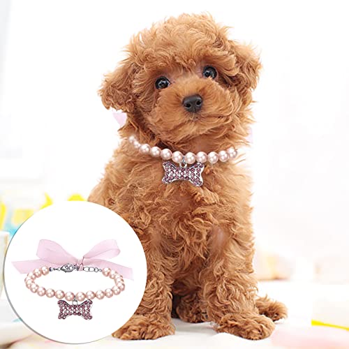 Welpen Halsbänder Haustier-Perlenhalsband für kleine Haustiere, Katzen, Hunde, Halsband, Hundeknochen, Verstellbarer Anhänger, Schmuck (L) von Feizikaw
