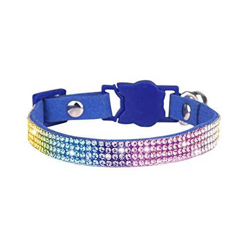 Welpen Halsbänder Set 2 verstellbare Größen, personalisierte weiße Strass-Katzenhalsbänder mit Krawatte, Mädchen-Katzenhalsband mit Metallschnalle, verstellbare Welpenhalsbänder für (Dark Blue, XS) von Feizikaw