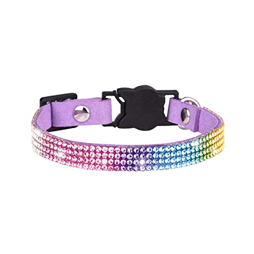Welpen Halsbänder Set 2 verstellbare Größen, personalisierte weiße Strass-Katzenhalsbänder mit Krawatte, Mädchen-Katzenhalsband mit Metallschnalle, verstellbare Welpenhalsbänder für (Purple, XS) von Feizikaw