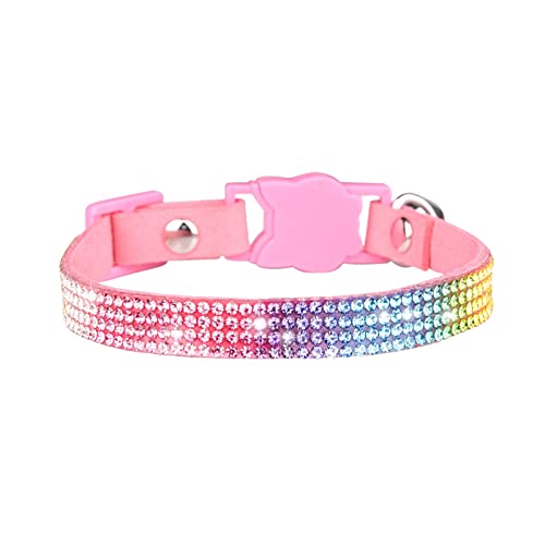 Welpen Halsbänder Set 2 verstellbare Größen, personalisierte weiße Strass-Katzenhalsbänder mit Krawatte, Mädchen-Katzenhalsband mit Metallschnalle, verstellbare Welpenhalsbänder für Katzen (S) von Feizikaw