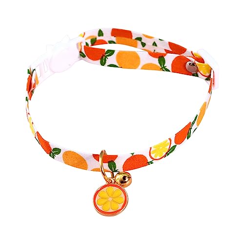 Welpen Halsbänder Set Niedliches Obst-Haustierhalsband, einfarbiges Schleifenhalsband, Katzenhalsband mit Glöckchen für Ihr Baby, Katze, Hund (Orange, One Size) von Feizikaw