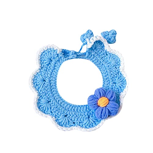 Welpen Halsbänder Set Spring Collar Puffs Flower Cat Coil Hundelätzchen Handtuch Katzen- Hundebekleidungszubehör (Blue, M) von Feizikaw