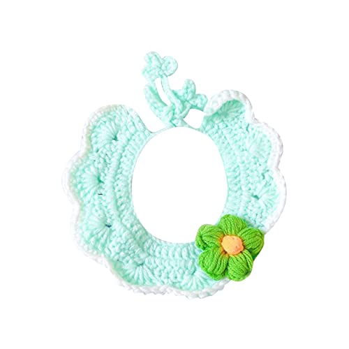 Welpen Halsbänder Set Spring Collar Puffs Flower Cat Coil Hundelätzchen Handtuch Katzen- Hundebekleidungszubehör (Green, M) von Feizikaw