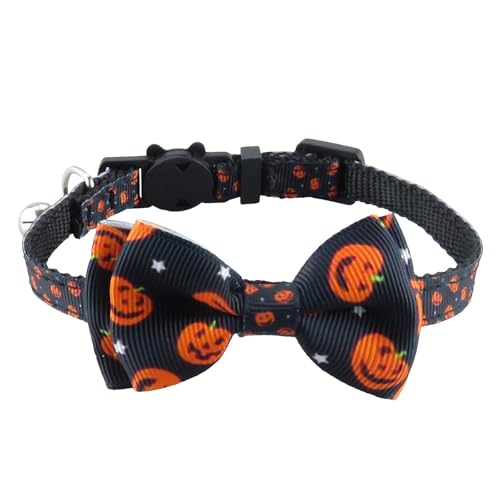 Welpen Halsband Haustier Kragen Halloween Woven Katze Kragen Bogen Katze Kragen (Black, XL) von Feizikaw