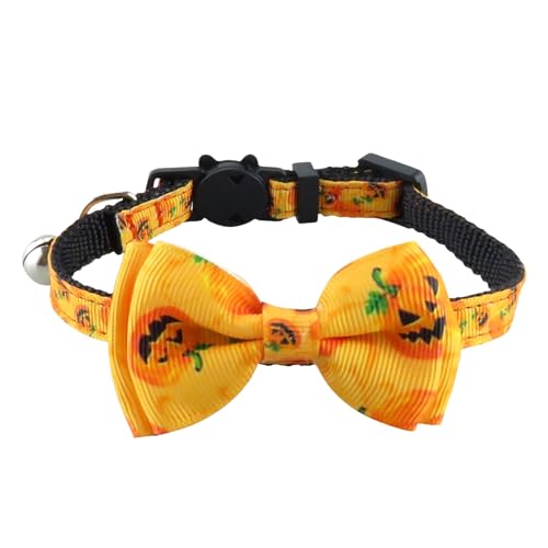 Welpen Halsband Haustier Kragen Halloween Woven Katze Kragen Bogen Katze Kragen (Yellow, S) von Feizikaw
