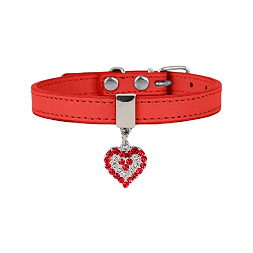 WelpenhalsbäNder für Züchter Hundehalsband Haustierschnalle Hundekette Süßes Haustier Pfirsichherz Hundehalsband Seil (Red, S) von Feizikaw