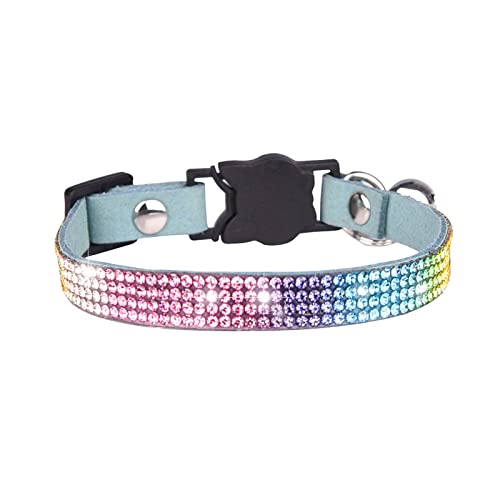 Welpenhalsbänder 2 verstellbare Größen, personalisierte Farbe, Strass-Katzenhalsbänder mit Krawatte, Mädchen-Katzenhalsband mit Metallschnalle, verstellbare Welpenhalsbänder für (Light Blue, XS) von Feizikaw