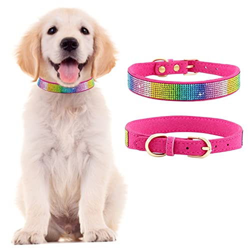 Welpenhalsbänder Mit Leine Set 3 verstellbare Größen, personalisierte Farbe, Strass, Haustiere, Halsbänder mit Krawatte, Mädchen, Katzenhalsband mit Metallschnalle, verstellbare Welpenhalsbänder, (S) von Feizikaw
