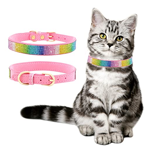Welpenhalsbänder Mit Leine Set 3 verstellbare Größen, personalisierte Farbe, Strass, Haustiere, Halsbänder mit Krawatte, Mädchen, Katzenhalsband mit Metallschnalle, verstellbare Welpenhalsbänder, (S) von Feizikaw