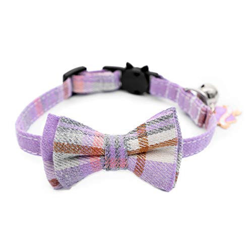 Welpenhalsbänder Mit Leine Set Neues Katzenhalsband zum Valentinstag mit kleinem Glockenhalsband mit Liebesanhänger (Purple, One Size) von Feizikaw