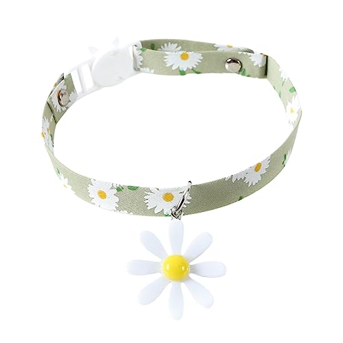Welpenhalsbänder Süßes Blumen-Frucht-Haustierhalsband, einfarbiges Schleifenhalsband, Katzenhalsband mit Glöckchen für Ihr Baby, Katze, Hund (Green, One Size) von Feizikaw