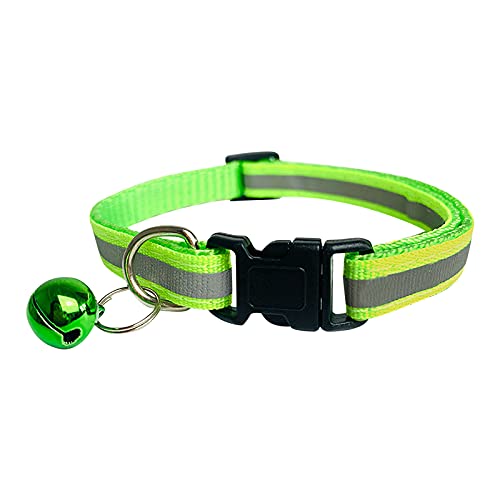Welpenhalsband Mit Leine Set Reflektierende Sicherheitshalsbänder 19–32 cm Katze verstellbar schnell mit Glocke (Mint Green, One Size) von Feizikaw