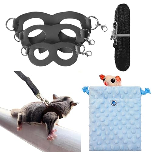 Fejapa 3 + 1 Sugar Gliders Geschirr-Set mit Tragetasche, Tragetasche, Pounch-Training, Walking-Ausrüstung, Traktionsseil, Gurt, Kleintierleine für Hamster, Eidechsen, Drachen, Eichhörnchen, Ratten Fejapa 3 + 1 Sugar Gliders Geschirr-Set mit Tragetasche, Tragetasche, Pounch-Training, Walking-Ausrüstung, Traktionsseil, Gurt, Kleintierleine für Hamster, Eidechsen, Drachen, Eichhörnchen, Ratten von Fejapa