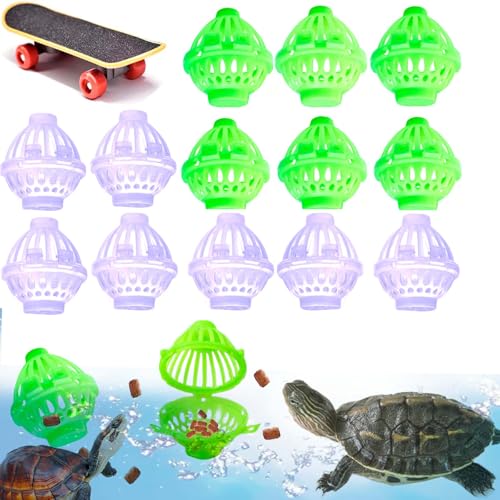 Fejapa 14-teiliges Schildkröten-Leckerli-Ball und Trainingsskateboard-Spielzeug-Set, Schildkröten-Futterball, lustiges Wasserschildkröten-Anreicherungsspielzeug, Aquarium, Schildkrötenfutterspielzeug, von Fejapa
