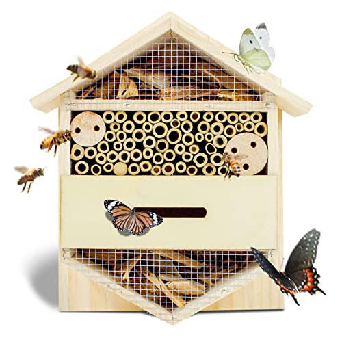 FeldundStall Insektenhotel für Garten, Balkon und Terasse - Wetterfestes Insektenhaus zum Aufhängen oder zum stehend Anbringen von FeldundStall