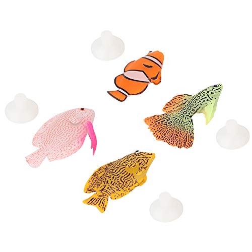 Felenny 4Pcs Künstliche Glowing Fisch Aquarium Künstliche Fisch mit Saugnapf Lebensechte Kunststoff Künstliche Moving Schwimm Fisch Ornament Dekorationen für Aquarium Aquarium von Felenny