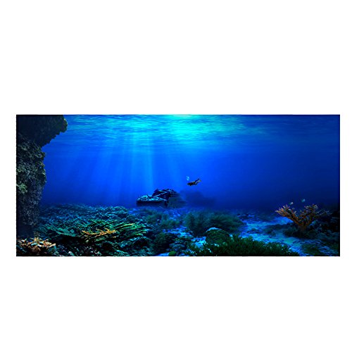 Felenny Aquarium-Hintergrund, 3D-Effekt, PVC-Klebe, Aquarium, Unterwasser, Seaworld Hintergrund, Dekorationen, Poster, Wandpapier, Wasser, Korallen, Dekoration (122 x 46 cm) von Felenny