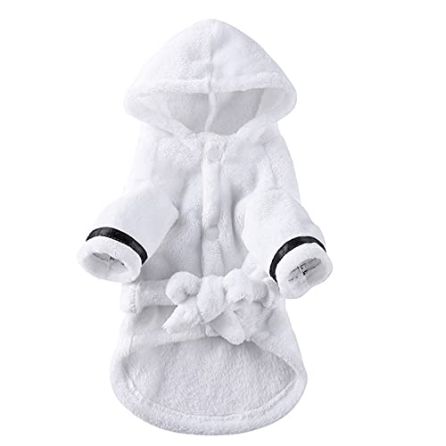 Felenny Hund Bademantel mit Kapuze - Weiche, Super Saugfähige Haustier Bademantel für Große, Mittlere, Kleine Hunde - Weiß, S von Felenny