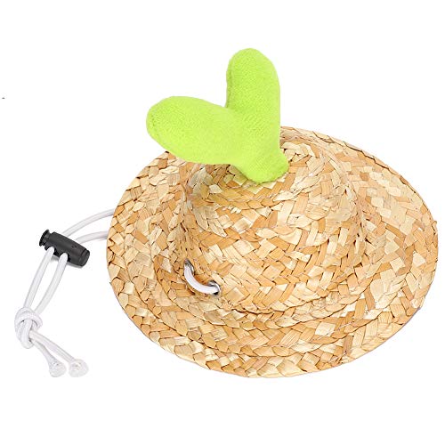 Felenny Strohhut für Haustiere Strohhut mit Verstellbarem Elastischem Seil Sommerhundedekoration für Kleine Mittelgroße Haustiere von Felenny
