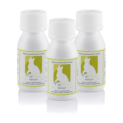 FeliMove Dreierpack | Senior Liquid (3 x 60 ml) - für Katzen Senioren zur Unterstützung für Augen und Gehirn im Alter | Mit DHA, Ginkgo, FloraGlo, B12 von FeliMove