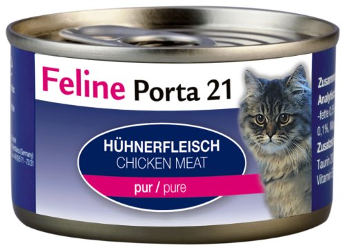 Feline Porta Katzenfutter Feline Porta 21 Huhn pur 90 g, 12er Pack (12 x 90 g) von Feline
