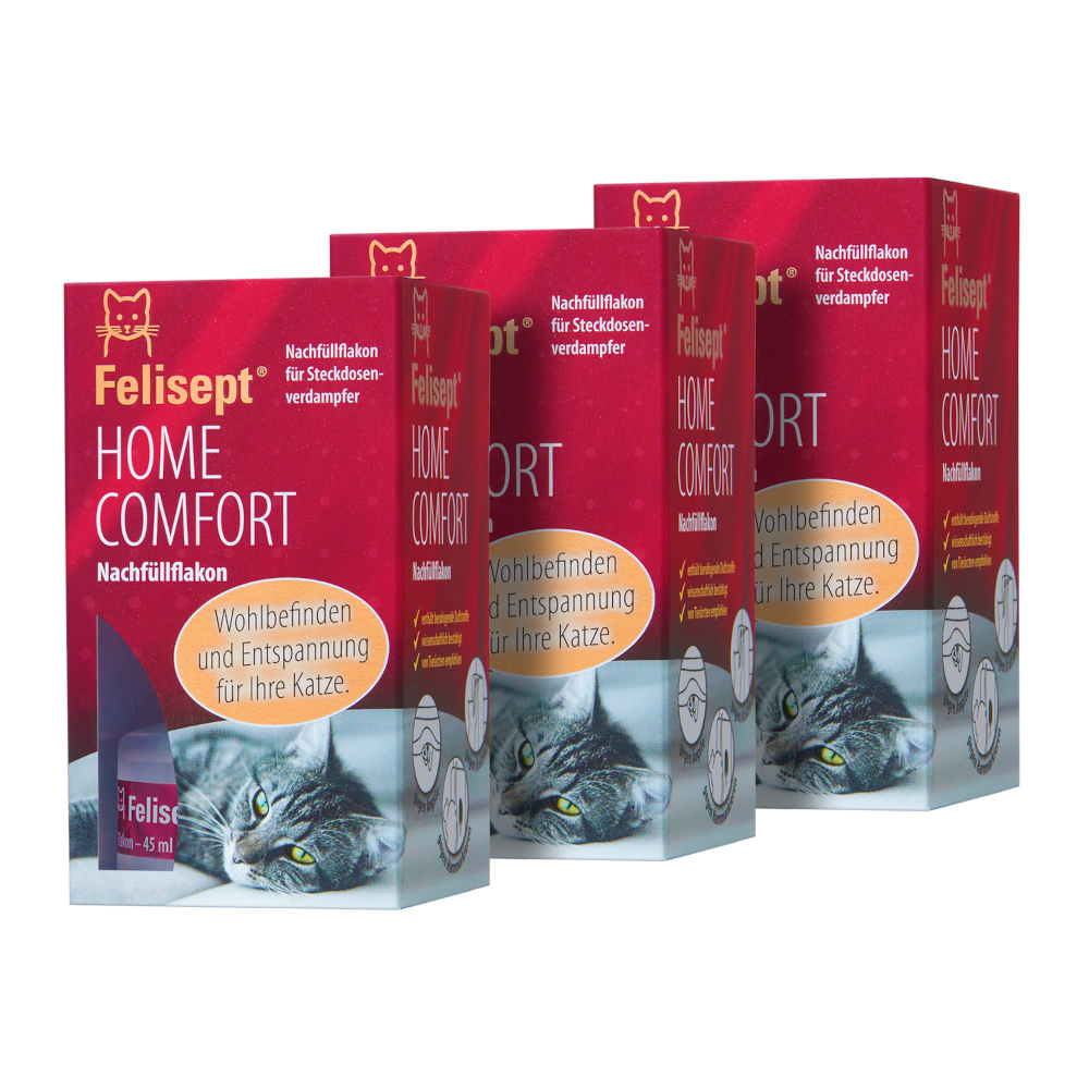 Felisept Home Comfort Set - Beruhigung für Katzen - Sparset: 3 Nachfüllflakons à 45 ml (OHNE Verdampfer!) von Felisept