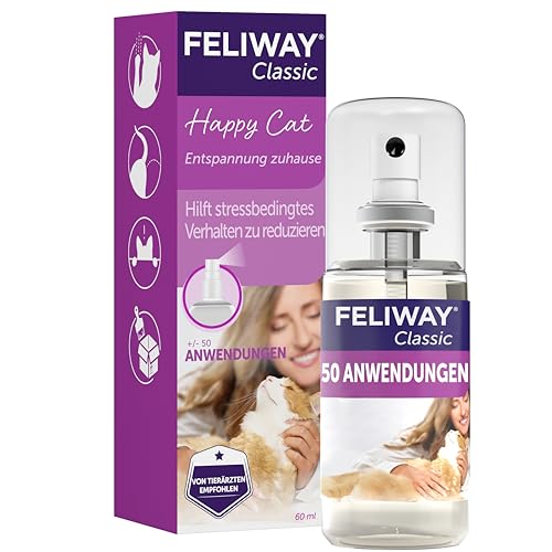 FELIWAY Classic Spray, 60ml - Für zusätzliche Enstpannung, Zuhause und auf Reisen, von Tierärzten empfohlen, klinisch getestet von FELIWAY
