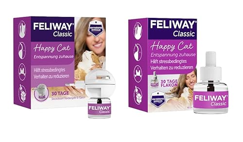 FELIWAY Classic | 60 Tage Wirkung | Pheromone für Katzen | Verdampfer für die Steckdose + 2x 48ml Flakon | Diffuser gegen Stress, für mehr Harmonie | von Tierärzten empfohlen, klinisch getestet FELIWAY Classic | 60 Tage Wirkung | Pheromone für Katzen | Verdampfer für die Steckdose + 2x 48ml Flakon | Diffuser gegen Stress, für mehr Harmonie | von Tierärzten empfohlen, klinisch getestet von Feliway