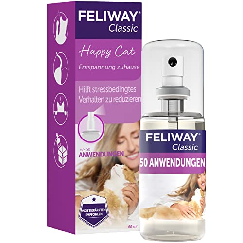 FELIWAY Classic Spray, 60ml - Für zusätzliche Enstpannung, Zuhause und auf Reisen, von Tierärzten empfohlen, klinisch getestet von FELIWAY