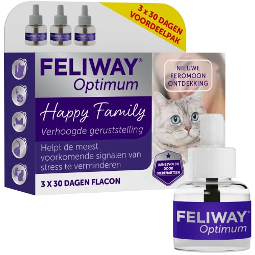 FELIWAY Optimum - Vorteilspackung - 3 x 48ml - Verbesserte Lösung für Signale von Katzenstress - hilft bei Kratzern, Angst, Veränderungen, Markierung mit Urin und Konflikten zwischen Katzen von FELIWAY