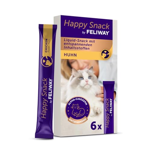 Happy Snack by FELIWAY für Katzen | Für den besonderen Glücksmoment | unterstüzt in beunruhigenden Zeiten | mit natürlichen Inhaltsstoffen | 6 Sticks á 15g | Geschmack: Huhn von FELIWAY