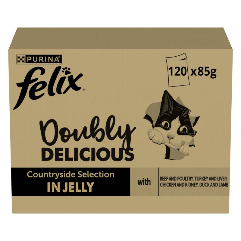 120 x 85 g Jumbopack Felix + 24 x 40 g Sauce Time mit dem Geschmack von Huhn & Truthahn gratis! - "Tasty Shreds" Pouches: Gemischte Auswahl in Sauce 120 x 85 g Jumbopack Felix + 24 x 40 g Sauce Time mit dem Geschmack von Huhn & Truthahn gratis! - "Tasty Shreds" Pouches: Gemischte Auswahl in Sauce von Felix