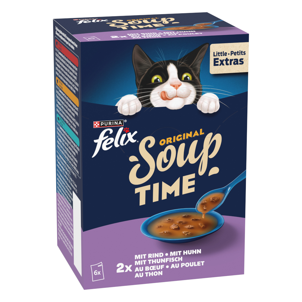 18 + 6 gratis! 24 x 48 g Felix Soup Time - Original: Gemischte Vielfalt von Felix