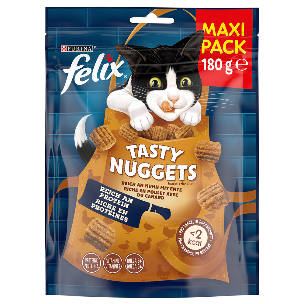 2 + 1 gratis! 3 x Felix Katzensnacks - Tasty Nuggets: Huhn und Ente (3 x 180 g) von Felix