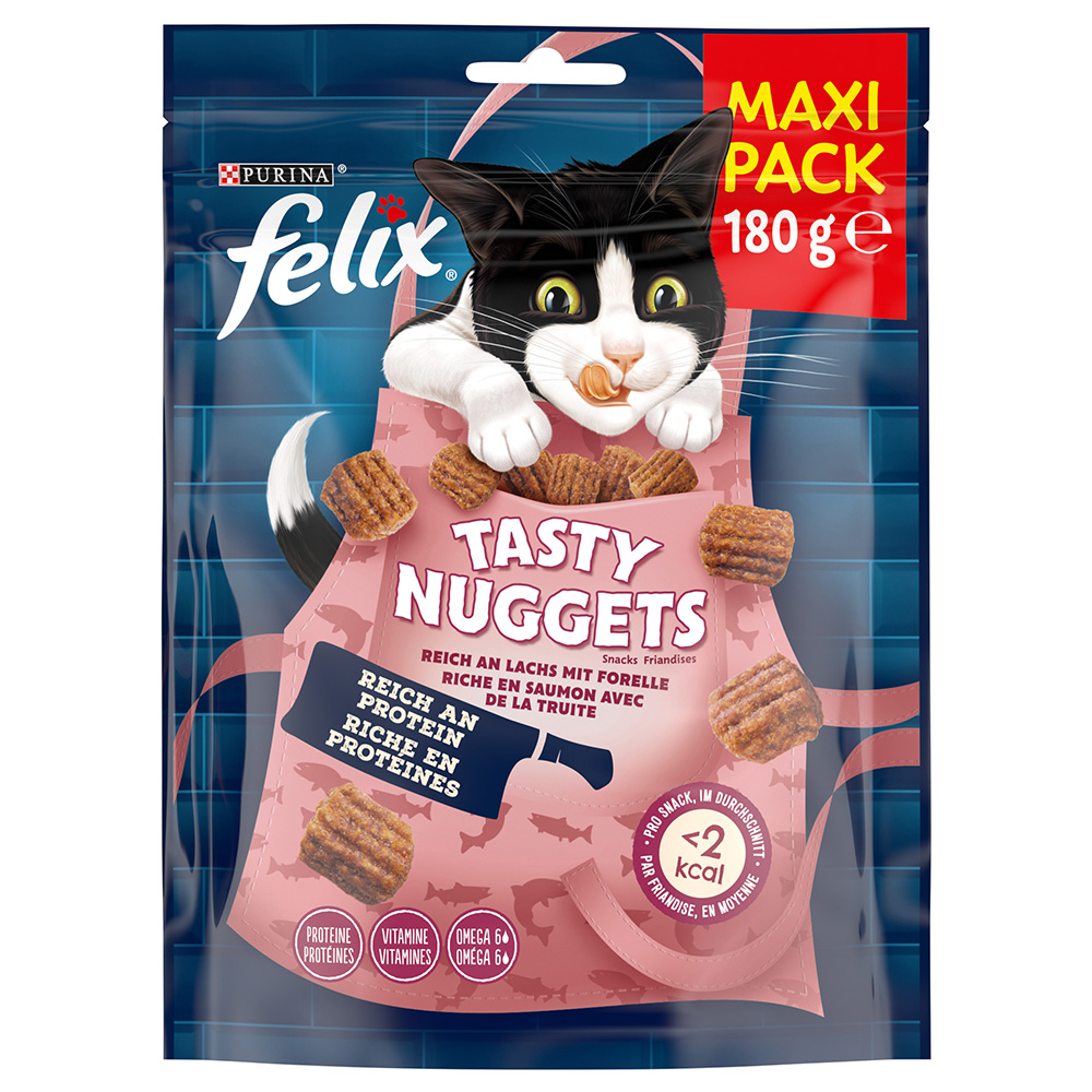 2 + 1 gratis! 3 x Felix Katzensnacks - Tasty Nuggets: Lachs und Forelle (3 x 180 g) von Felix