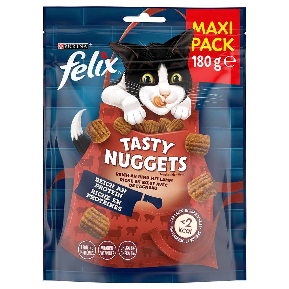2 + 1 gratis! 3 x Felix Katzensnacks - Tasty Nuggets: Rind und Lamm (3 x 180 g) von Felix