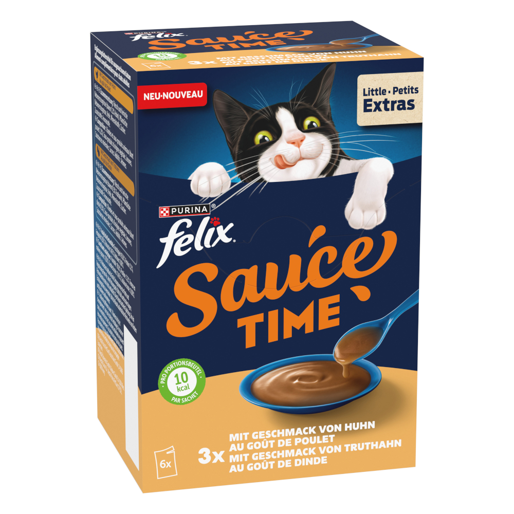 3 + 1 gratis! 4 x Felix Time - Sauce: mit dem Geschmack von Huhn & Truthahn (4 x 6 x 40 g) von Felix