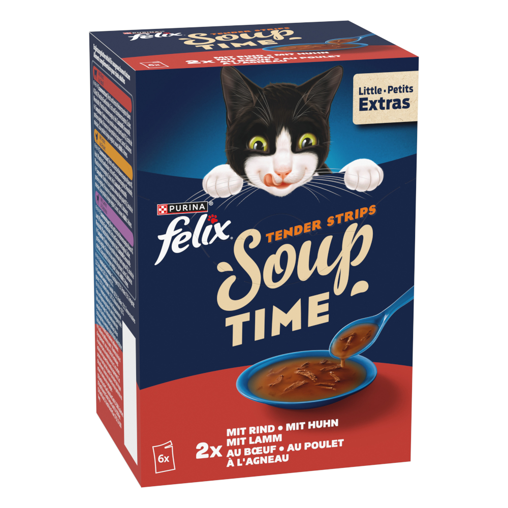 3 + 1 gratis! 4 x Felix Time - Soup Tender Strips: Geschmacksvielfalt vom Land (4 x 6 x 48 g) von Felix