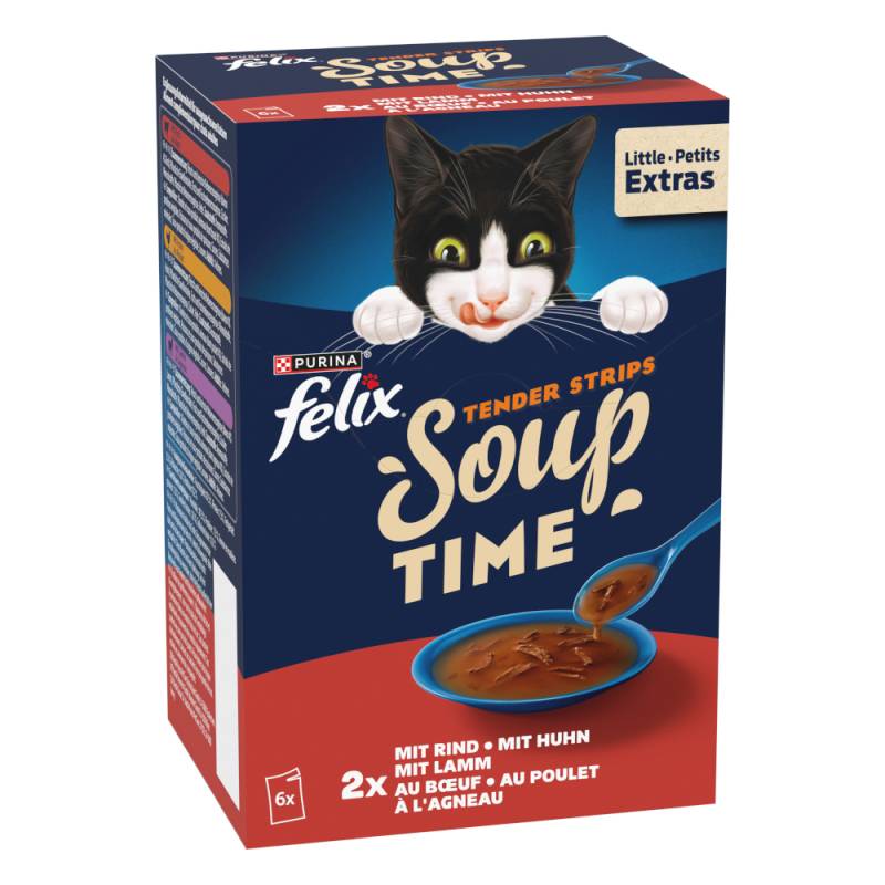 3 + 1 gratis! 4 x Felix Time - Soup Tender Strips: Geschmacksvielfalt vom Land (4 x 6 x 48 g) von Felix