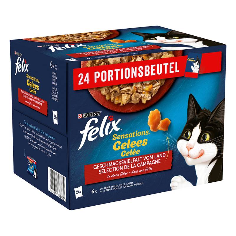 38 + 10 gratis! 48 x 85 g Felix Nassfutter - "Sensations" Geschmacksvielfalt vom Land in Gelee von Felix