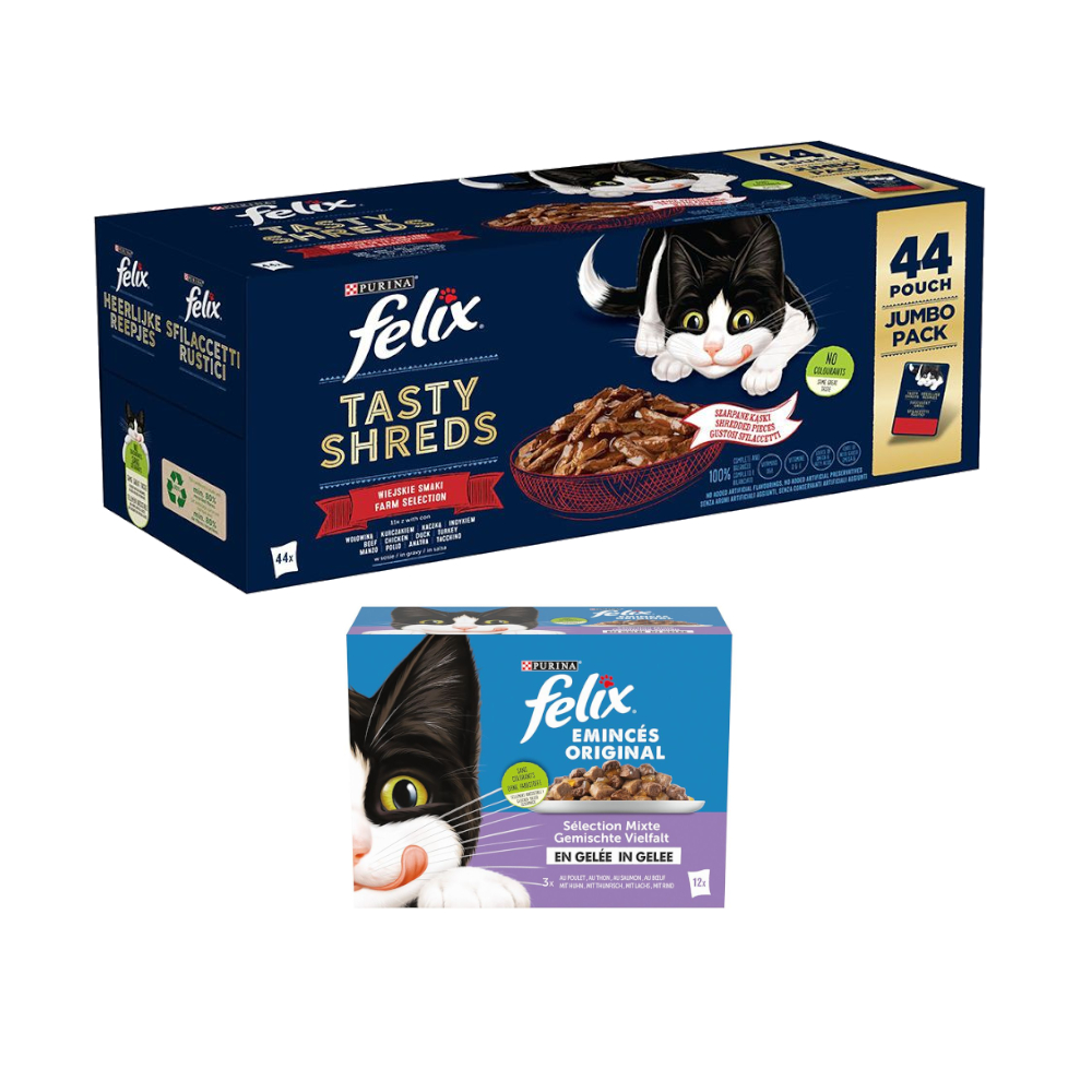 44 x 80 g / 44 x 85 g Felix + 12 x 85 g Mix in Gelee gratis! - 44 x 80 g "Tasty Shreds": Geschmacksvielfalt Vom Land 44 x 80 g / 44 x 85 g Felix + 12 x 85 g Mix in Gelee gratis! - 44 x 80 g "Tasty Shreds": Geschmacksvielfalt Vom Land von Felix
