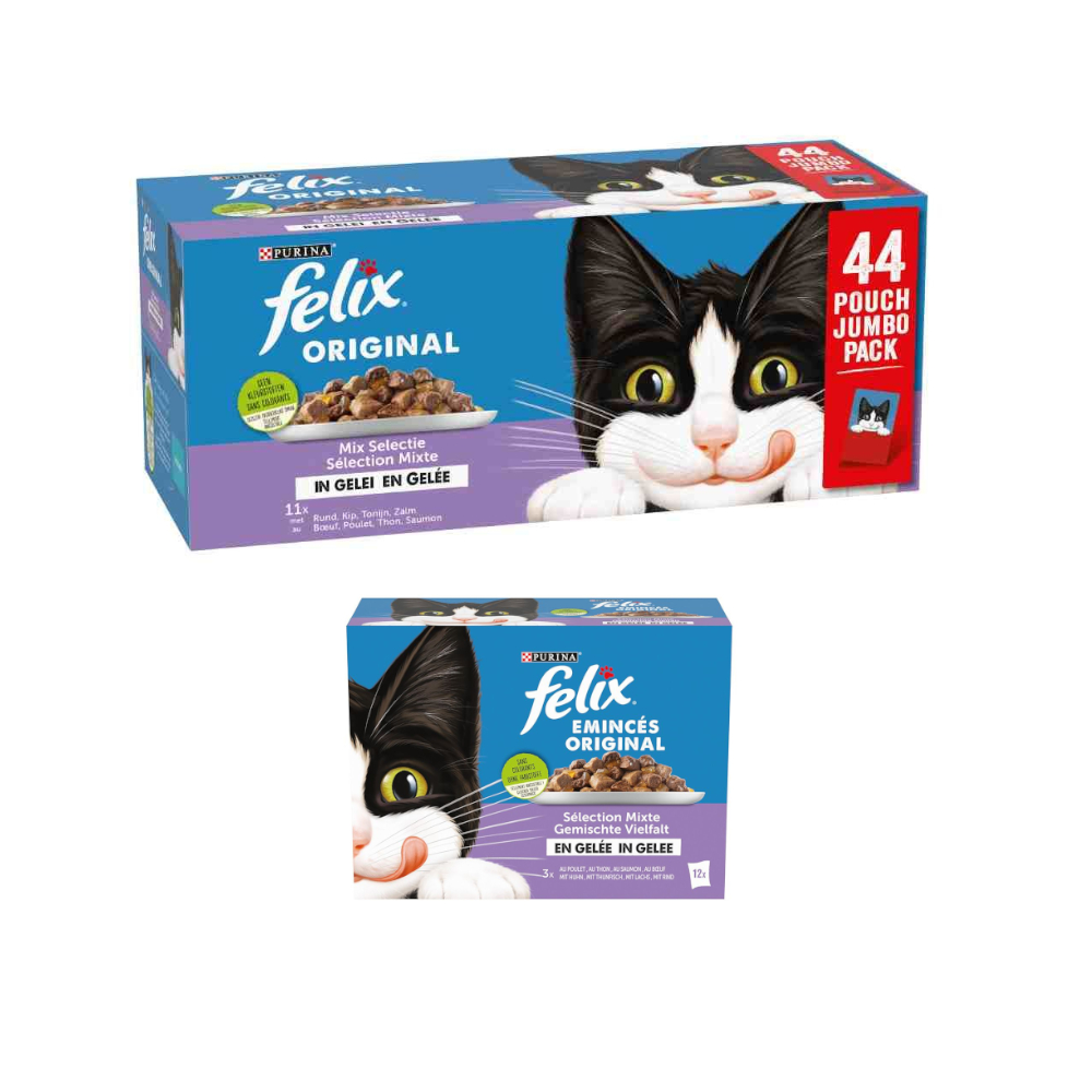 44 x 80 g / 44 x 85 g Felix + 12 x 85 g Mix in Gelee gratis! - 44 x 85 g Original Mix in Gelee von Felix