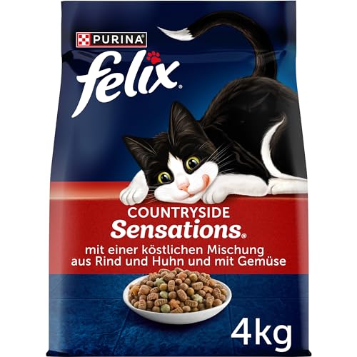 FELIX Countryside Sensations Katzenfutter trocken, mit Rind und Huhn, 1er Pack (1 x 4kg) von FELIX