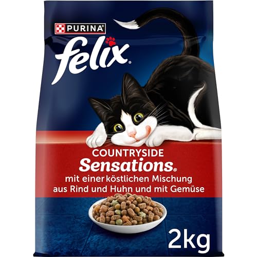 FELIX Countryside Sensations Katzenfutter trocken, mit Rind und Huhn, 6er Pack (6 x 2kg) von FELIX